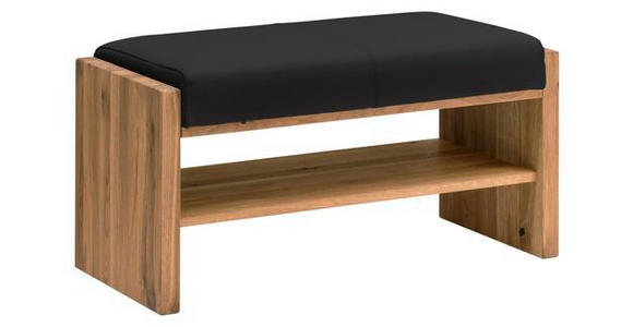 GARDEROBENBANK Echtleder Asteiche massiv Anthrazit, Eichefarben  - Eichefarben/Anthrazit, MODERN, Leder/Holz (88/44/42cm) - Linea Natura