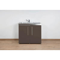 MINIKÜCHE  100/89/60 cm  in Mokka  - Edelstahlfarben/Mokka, Basics, Metall (100/89/60cm)