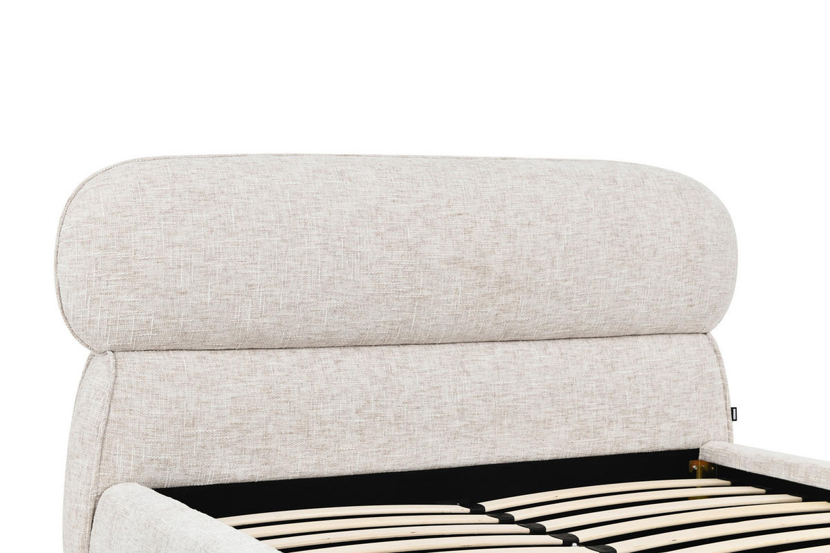 POLSTERBETT gepolstertes Kopfteil, Lattenrost 140/200 cm  in Beige  - Eichefarben/Beige, Design, Holz/Textil (140/200cm) - Boxxx
