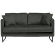 2-SITZER-SOFA in Samt Dunkelgrau  - Dunkelgrau/Schwarz, Design, Textil/Metall (150/78/84cm) - Carryhome