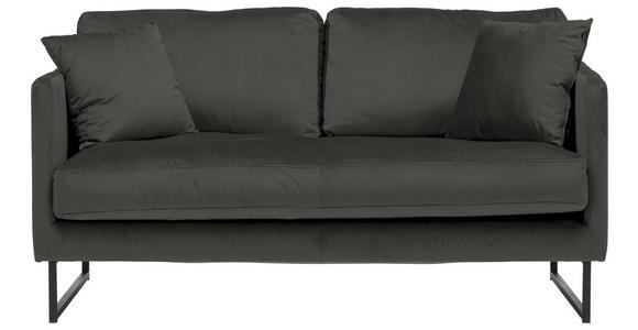 2-SITZER-SOFA in Samt Dunkelgrau  - Dunkelgrau/Schwarz, Design, Textil/Metall (150/78/84cm) - Carryhome