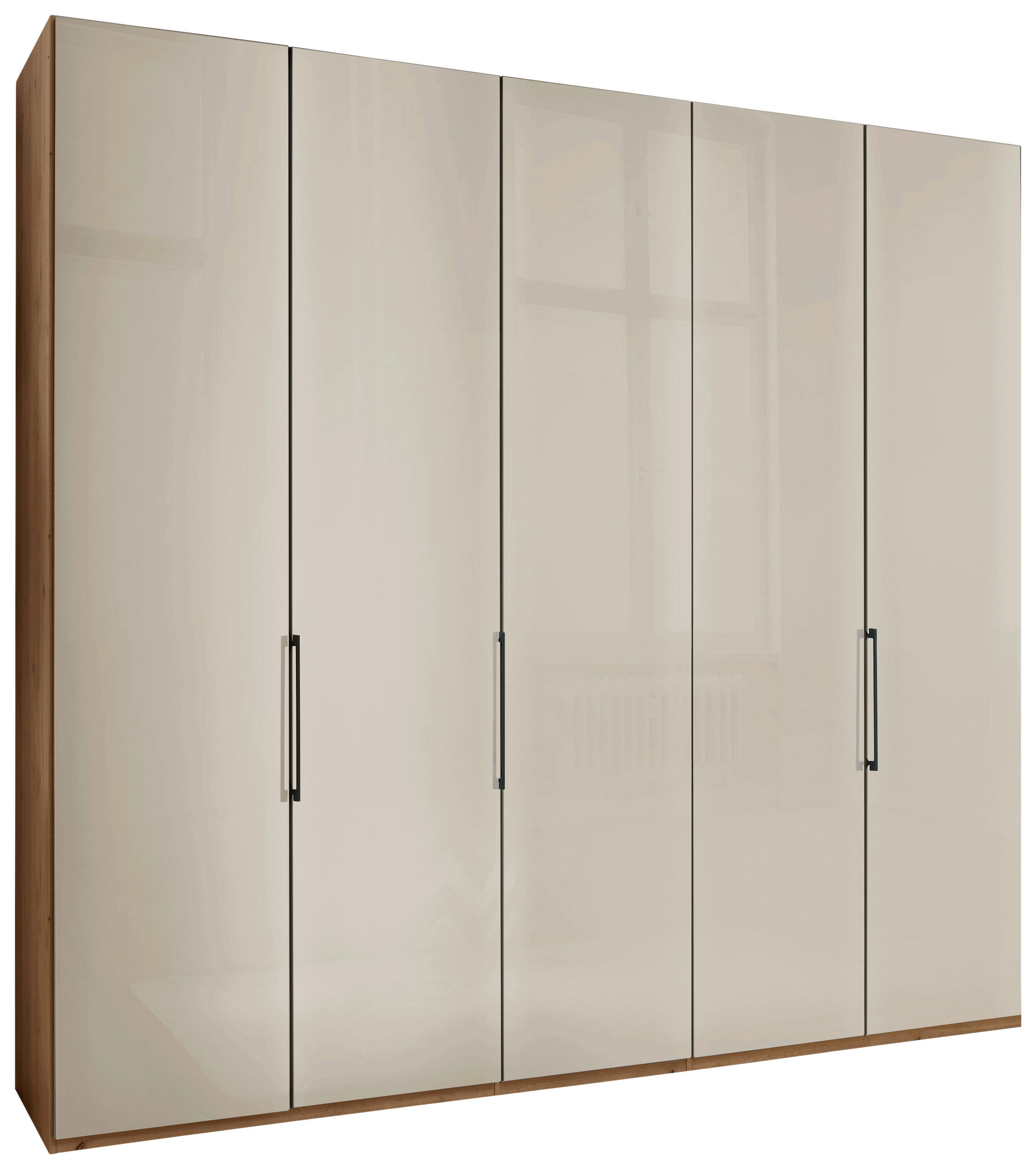 Dieter Knoll Drehtürenschrank Champagner, Eiche Bianco 250x236x58 cm