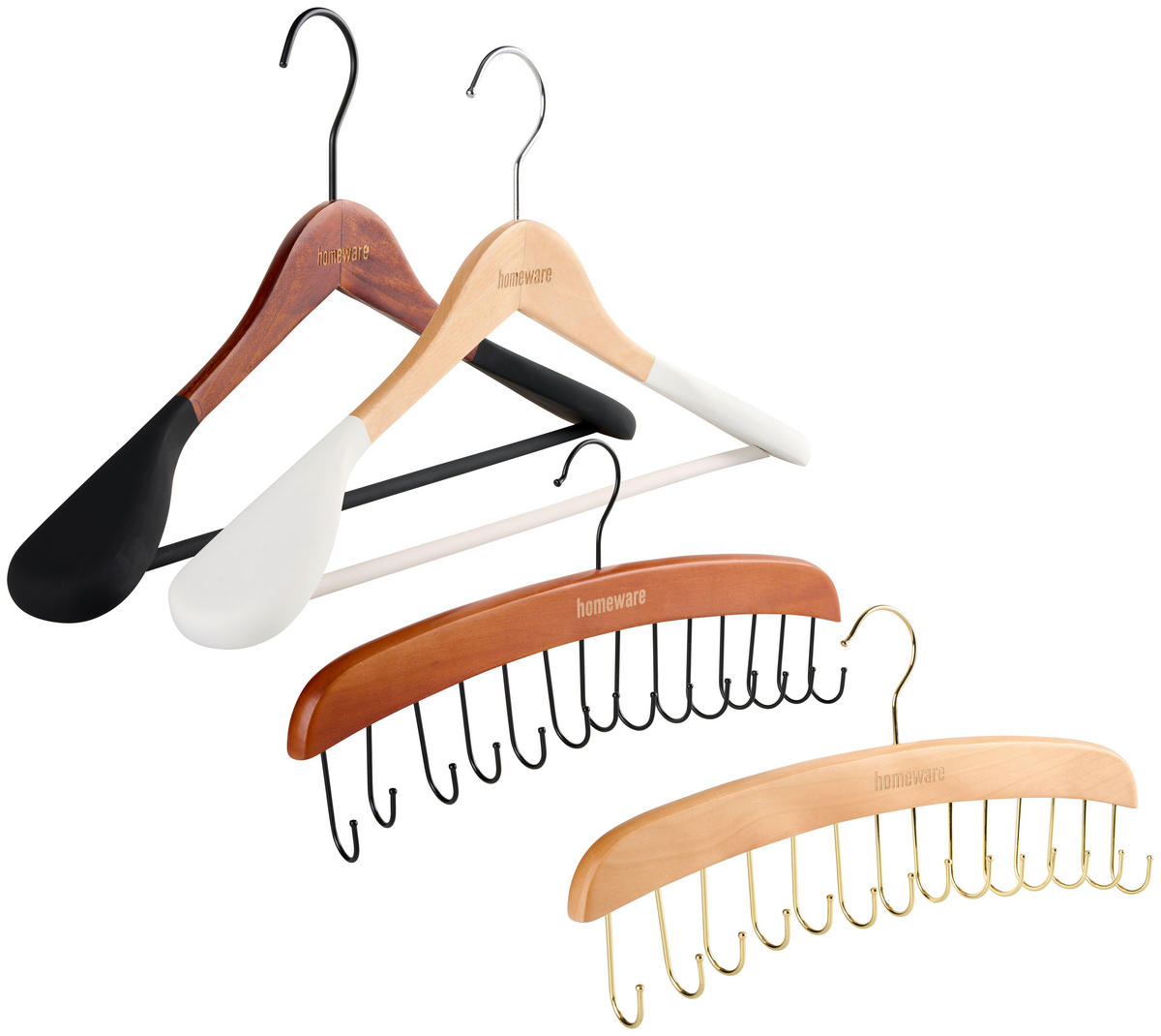 RAMÍNKO NA KRAVATY - přírodní barvy/šampaňská, Basics, kov/dřevo (40/1,8/17cm) - Homeware