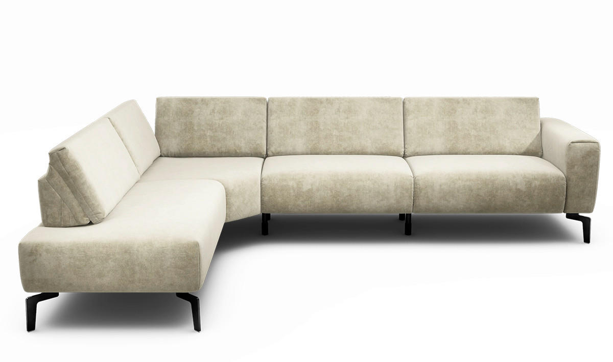 ECKSOFA Cosy Naturfarben Samt  - Schwarz/Naturfarben, Design, Textil/Metall (213/296cm) - SENSOO