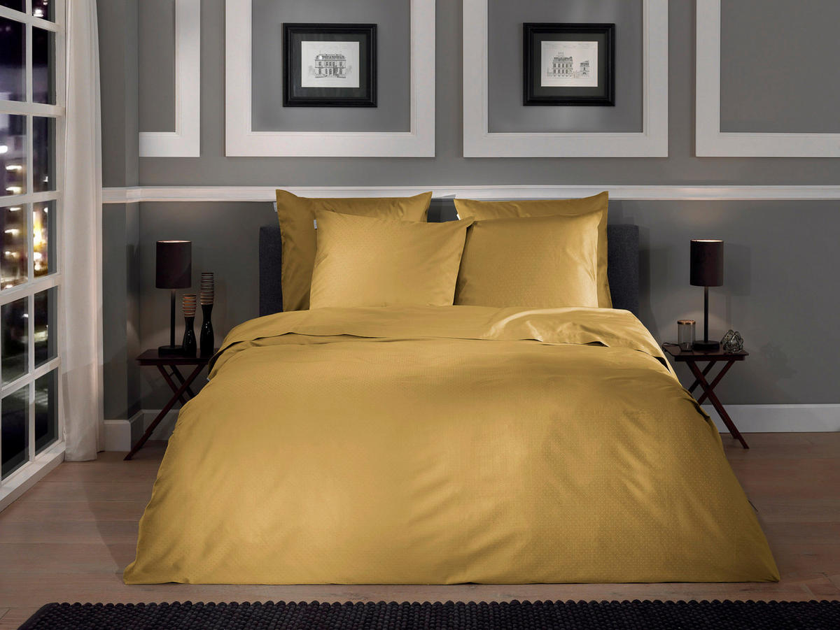 BETTWÄSCHE 2-teilig Punto Makosatin 135/200 cm  - Goldfarben, Basics, Textil (135/200cm)