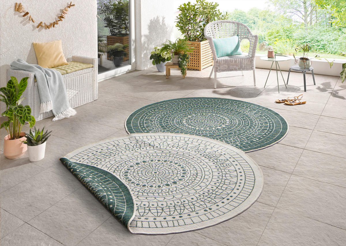 OUTDOORTEPPICH 240 cm Twin Creme, Dunkelgrün  - Dunkelgrün/Creme, Design, Kunststoff (240cm)