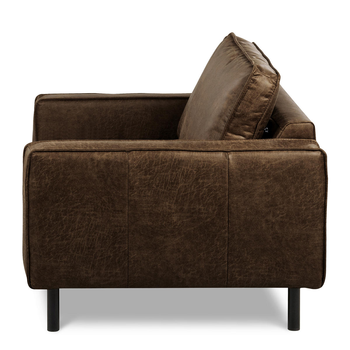 SESSEL in Lederlook Echtleder Dunkelbraun  - Dunkelbraun/Schwarz, Design, Leder/Textil (88/85/92cm) - Livetastic