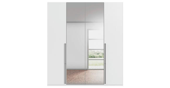 DREHTÜRENSCHRANK 201/235/61 cm,  in Weiß, 4-türig  - Chromfarben/Schwarz, Basics, Glas/Holzwerkstoff (201/235/61cm) - Novel