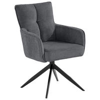 ARMLEHNSTUHL  in Eisen Mikrofaser  - Dunkelgrau/Schwarz, Design, Textil/Metall (59/89/63cm) - SetOne by Musterring