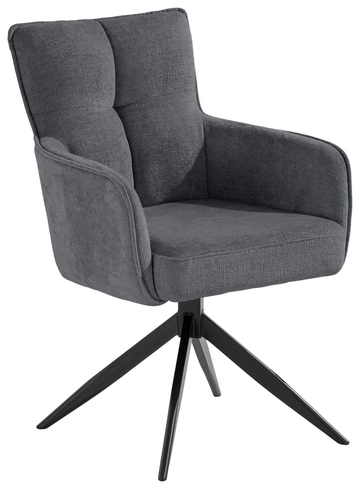 ARMLEHNSTUHL  in Eisen Mikrofaser  - Dunkelgrau/Schwarz, Design, Textil/Metall (59/89/63cm) - SetOne by Musterring