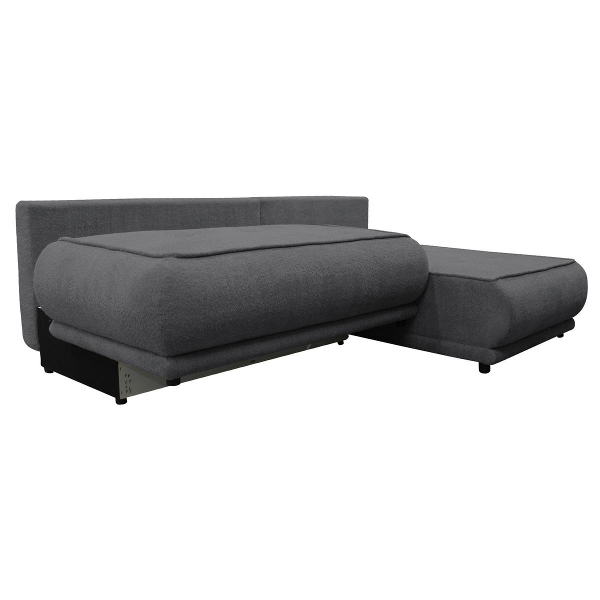 ECKSOFA PAROS Dunkelgrau Bouclé  - Dunkelgrau/Schwarz, Design, Kunststoff/Textil (277/179cm) - MID.YOU