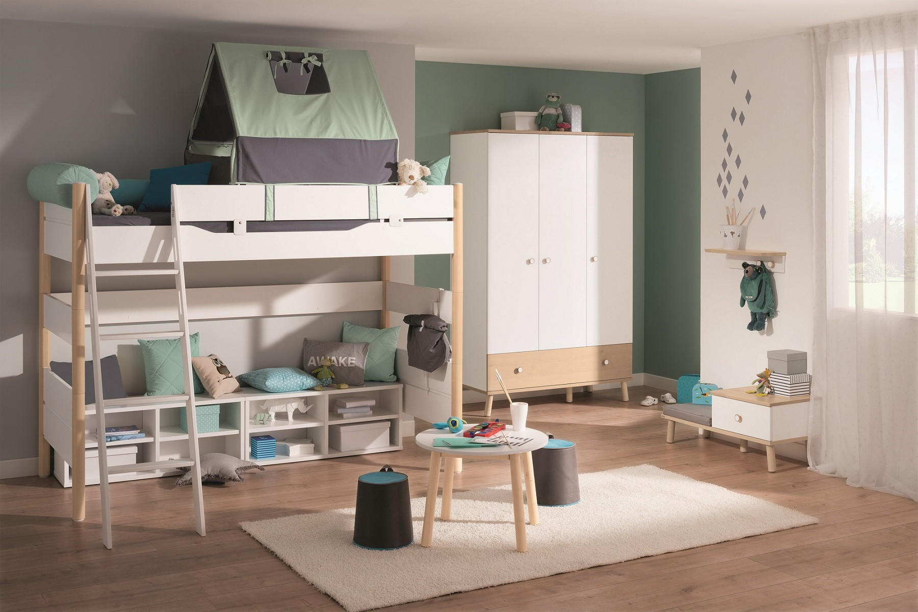 BABYKLEIDERSCHRANK Weiß, Birkefarben  - Birkefarben/Weiß, Basics, Holz/Holzwerkstoff (125,1/198,7/56,3cm) - Paidi