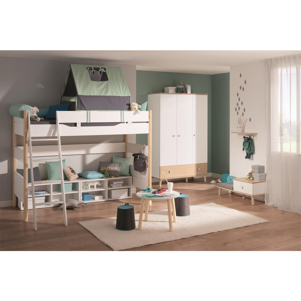 Thumbnail - Paidi Babykleiderschrank, Weiß, Birke, Holz, Birke, massiv, 7 Fächer, 1 Schubladen, 125.1x198.7x56.3 cm, Blauer Engel, G...