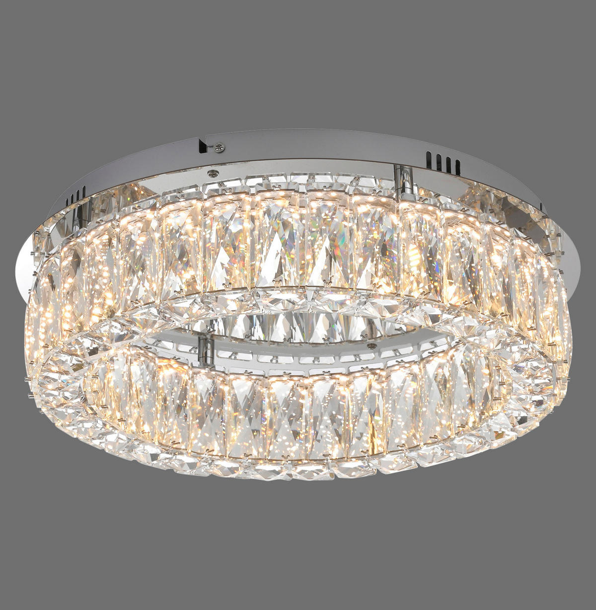 LED PLAFONJERA - boja hroma, Dizajnerski, staklo/metal (40/40/12,1cm)