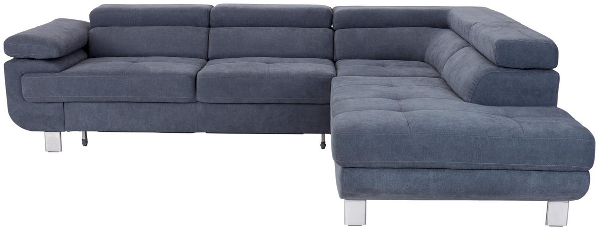 HÖRNSOFFA i dräll blågrå  - blågrå, Modern, metall/textil (270/230cm) - Ondega