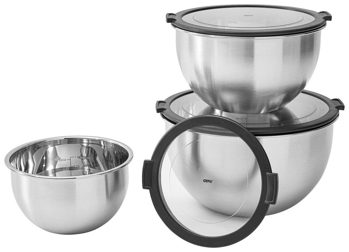 SET ČINIJA  16, 20, 24 cm         MONDI  - providno/boja nerđajućeg čelika, Konvencionalno, metal/plastika (16, 20, 24cm) - Gefu