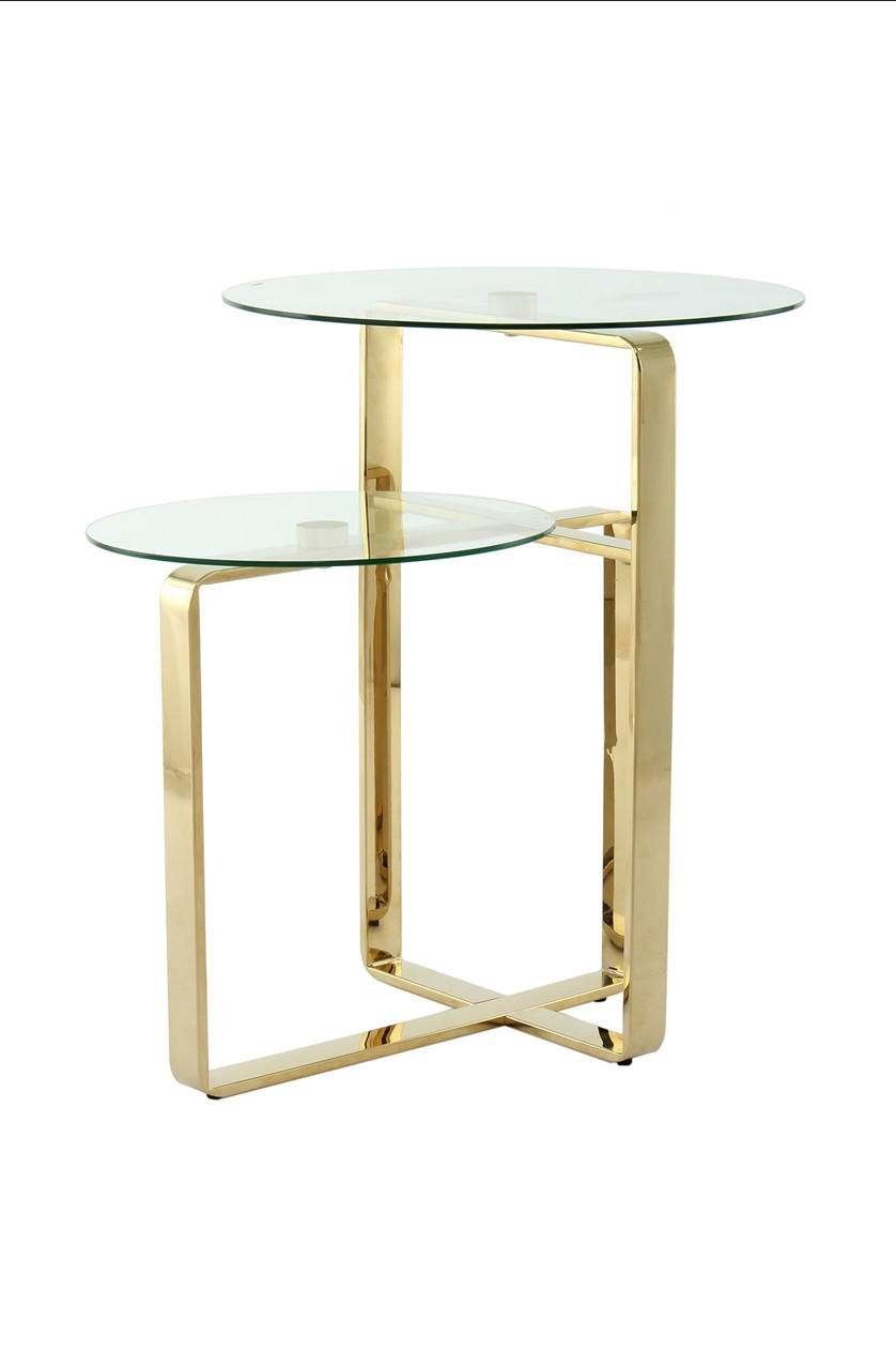BEISTELLTISCH in Metall, Glas  - Goldfarben, Design, Glas/Metall (59/60/59cm) - Kayoom