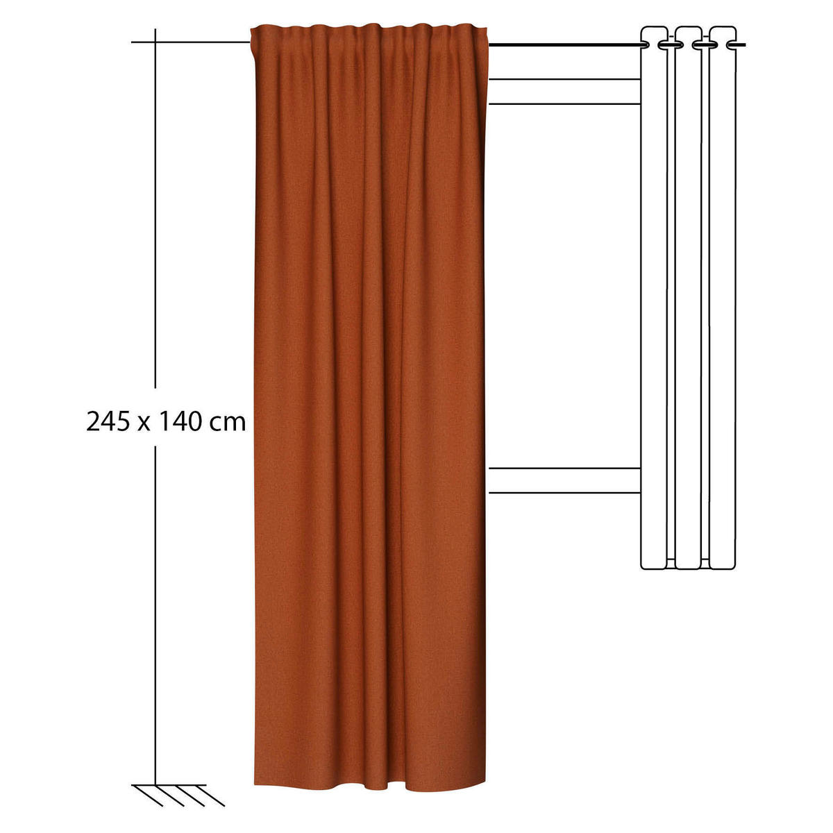 FERTIGVORHANG  blickdicht  140/245 cm   - Rostfarben, Basics, Textil (140/245cm) - Fuggerhaus