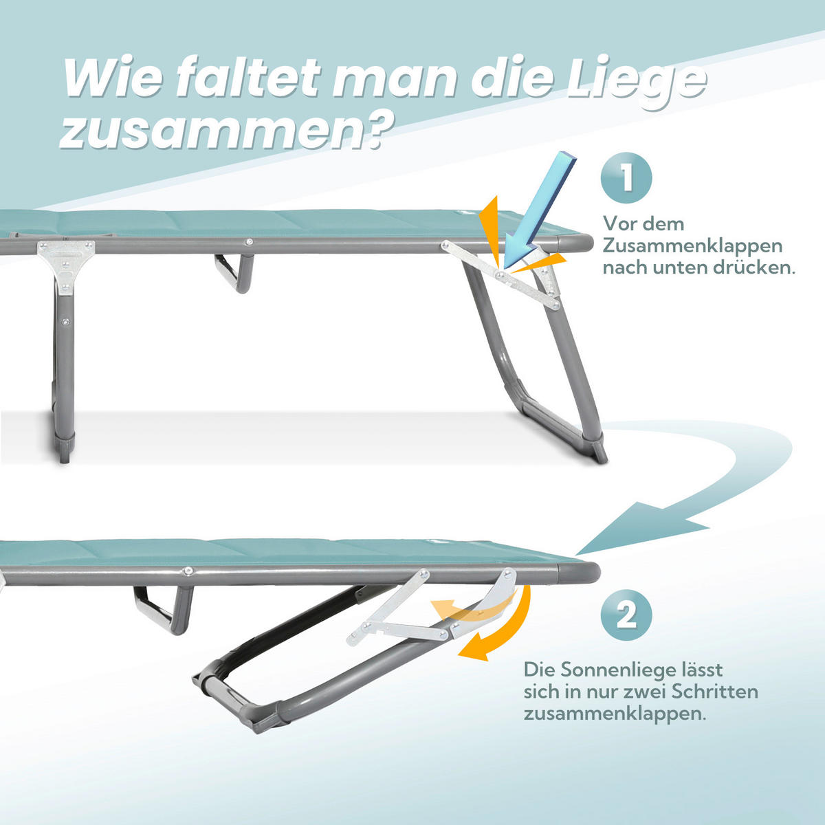 SONNENLIEGE 70/36/200 cm  - Grau/Mintgrün, Basics, Textil/Metall (70/36/200cm) - Modante