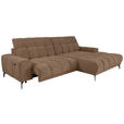 ECKSOFA inkl.Funktionen Hellbraun Chenille  - Hellbraun/Schwarz, MODERN, Textil/Metall (300/195cm) - Xora