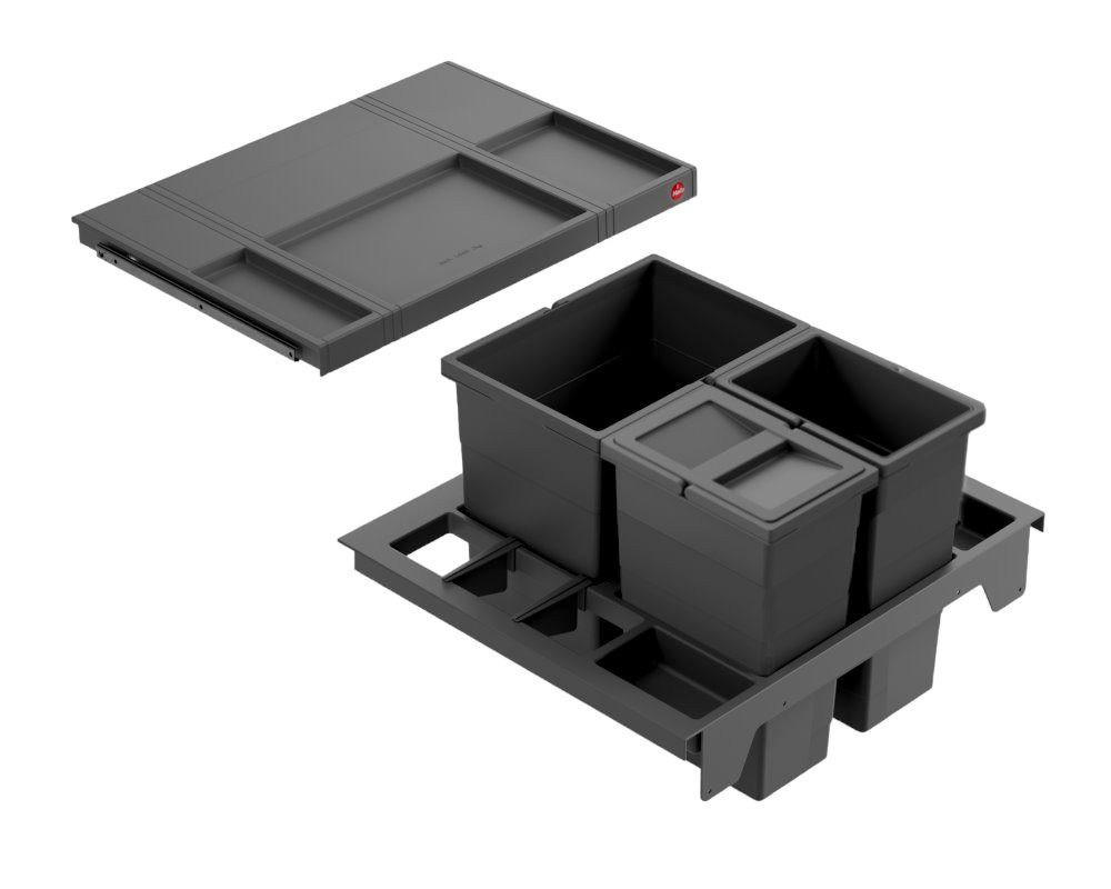 EINBAUABFALLSAMMLER 18 2X 8 l  Kunststoff  - Hellgrau, Basics, Kunststoff (40,7/34/49,1cm) - HKT