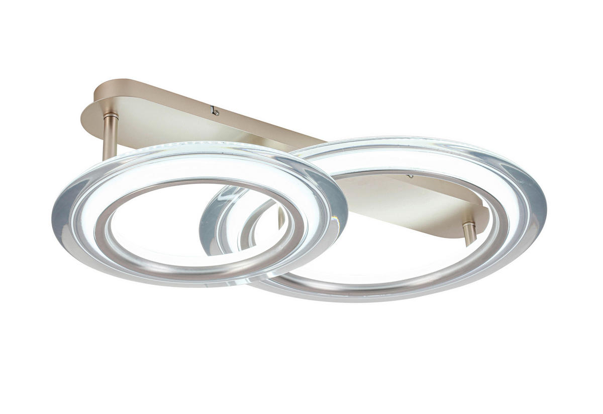 LED-DECKENLEUCHTE 42 W    66/45/16 cm  - Chromfarben/Champagner, Design, Kunststoff/Metall (66/45/16cm) - Dieter Knoll