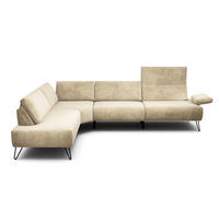 ECKSOFA Cosy Naturfarben Samt  - Schwarz/Naturfarben, Design, Textil/Metall (213/288-303cm) - SENSOO