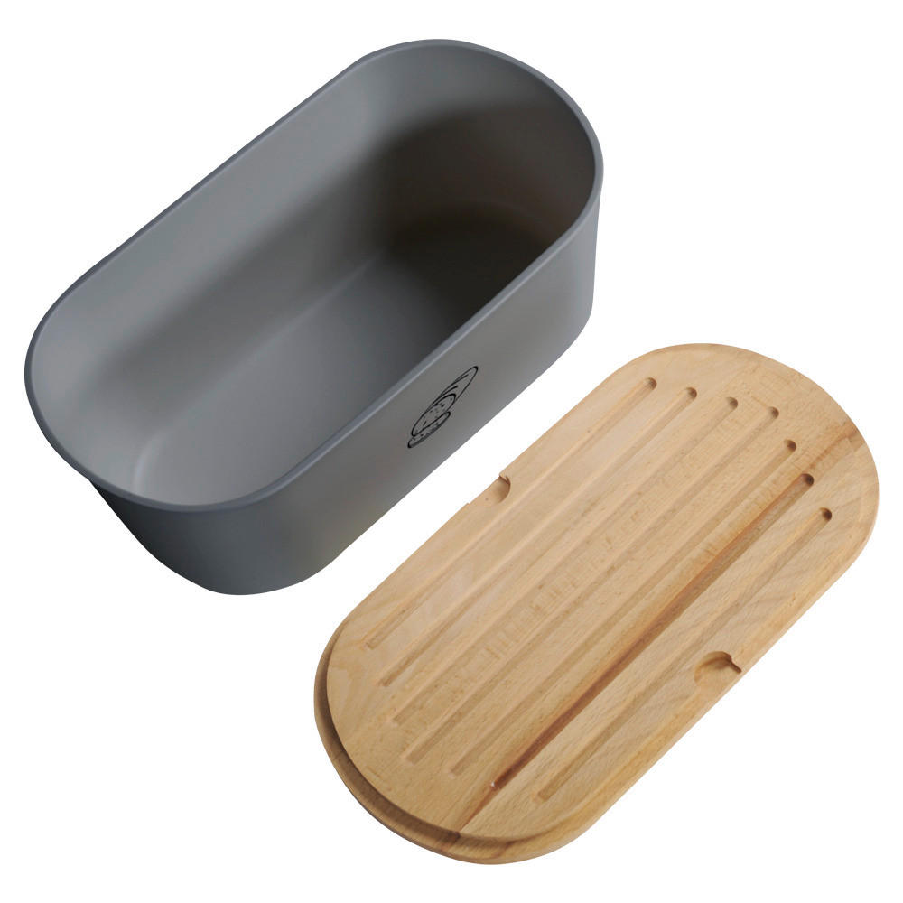 Brotbox Oval, Grau, Hellbraun, Bxhxt: 34x14x18 Cm