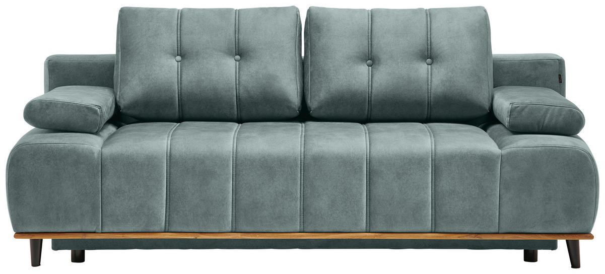 SCHLAFSOFA  mit Stoffauswahl, Rücken echt Webstoff Mintgrün  - Schwarz/Mintgrün, Design, Holz/Textil (206/77-87/102cm) - Novel