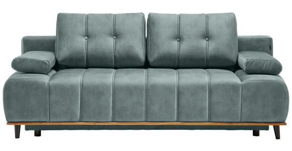 SCHLAFSOFA mit Stoffauswahl, Rücken echt Webstoff Mintgrün - Schwarz/Mintgrün, Design, Holz/Textil (206/77-87/102cm) - Novel
