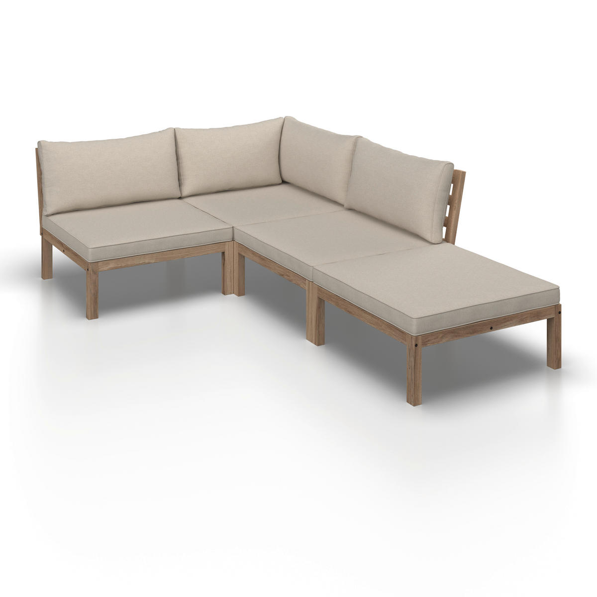 BAŠTENSKA GARNITURA  - boja akacije/krem, Moderno, drvo/tekstil (250/250cm) - Bessagi Garden