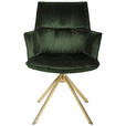 ARMLEHNSTUHL  Stoffauswahl, Sitzfläche 360° drehbar, automatische Rückholfunktion Samt  - Goldfarben/Grün, Design, Textil/Metall (59/89,5/63cm) - Novel