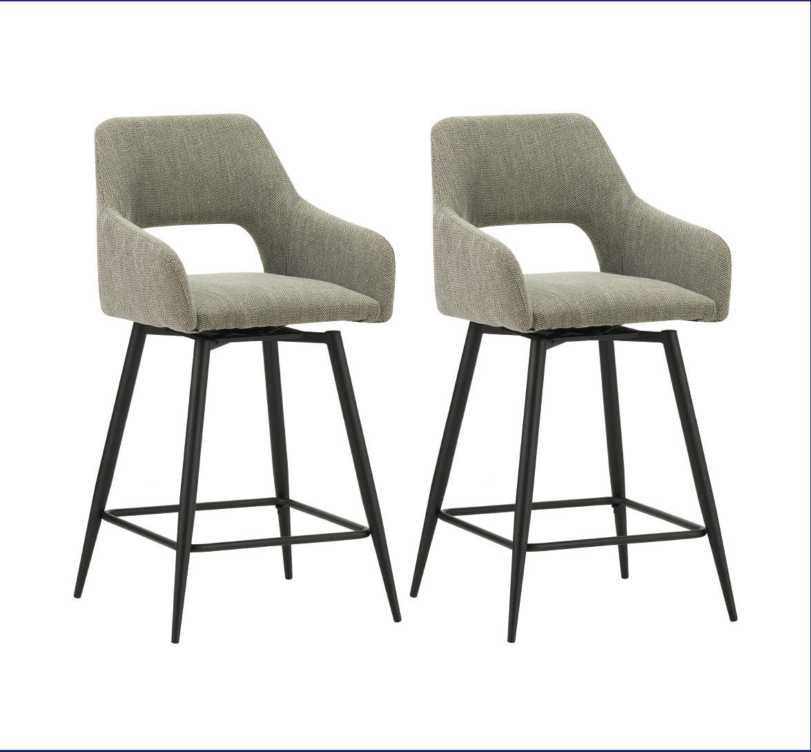 BARHOCKER-SET in Grün  - Schwarz/Grün, MODERN, Textil/Metall (51,5/97/54cm) - MID.YOU