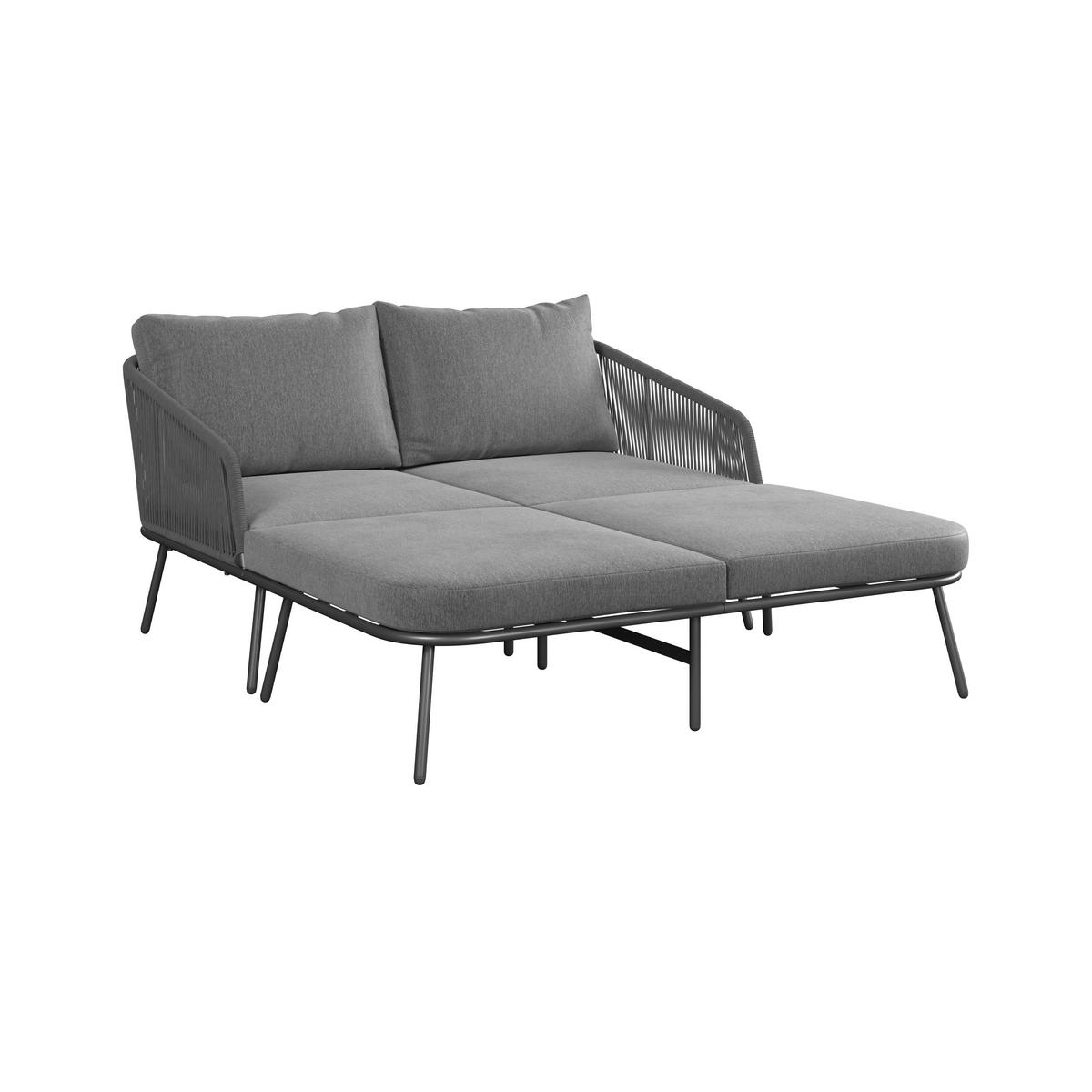 SONNENINSEL 150/75/95 cm  - Dunkelgrau/Schwarz, MODERN, Textil/Metall (150/75/95cm) - Beldano