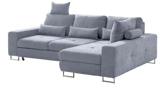 ECKSOFA in Flachgewebe Grau  - Grau, Design, Textil/Metall (260/188cm) - Hom`in