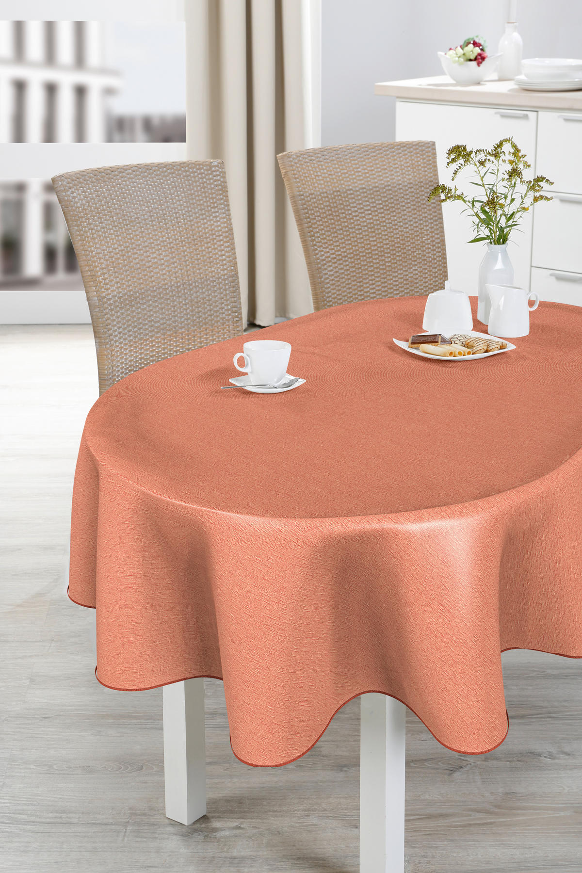TISCHDECKE MILANO Textil Terracotta 140/190 cm  - Terracotta, Basics, Textil (140/190cm) - Peyer Syntex