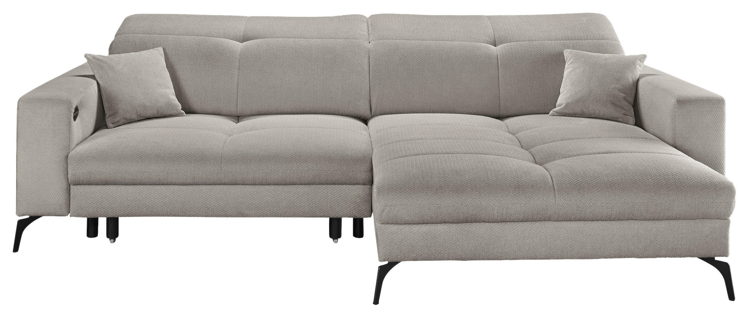 ECKSOFA Hellgrau Webstoff  - Hellgrau/Schwarz, KONVENTIONELL, Textil/Metall (285/180cm) - SetOne by Musterring