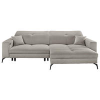ECKSOFA Hellgrau Webstoff  - Hellgrau/Schwarz, KONVENTIONELL, Textil/Metall (285/180cm) - SetOne by Musterring