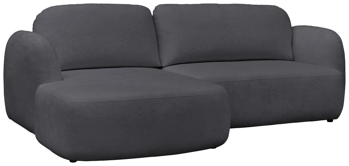 ECKSOFA VELU Graphitfarben Chenille  - Schwarz/Graphitfarben, Design, Textil (175cm) - MID.YOU