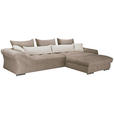 ECKSOFA Naturfarben, Taupe Cord  - Taupe/Chromfarben, KONVENTIONELL, Textil/Metall (335/225cm) - Carryhome