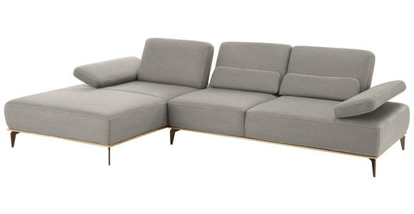 ECKSOFA in Mikrofaser Grau  - Beige/Bronzefarben, Design, Textil/Metall (176/298cm) - Valnatura