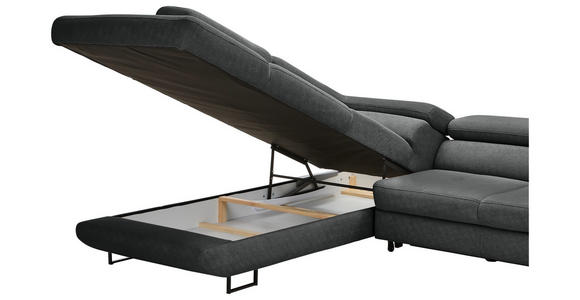 ECKSOFA in Webstoff Dunkelgrau  - Dunkelgrau/Schwarz, Design, Textil/Metall (235/280cm) - Hom`in