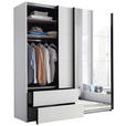 SCHWEBETÜRENSCHRANK  in Schwarz, Weiß  - Schwarz/Weiß, MODERN, Glas/Holzwerkstoff (215/225,5/60,5cm) - Xora