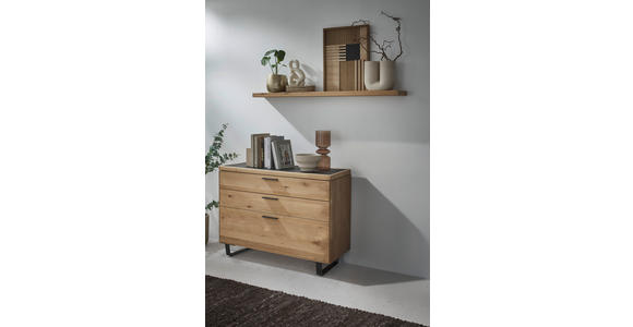 KOMMODE in 122/75/45 cm - Wildeiche/Schwarz, Design, Holz/Metall (122/75/45cm) - Valnatura