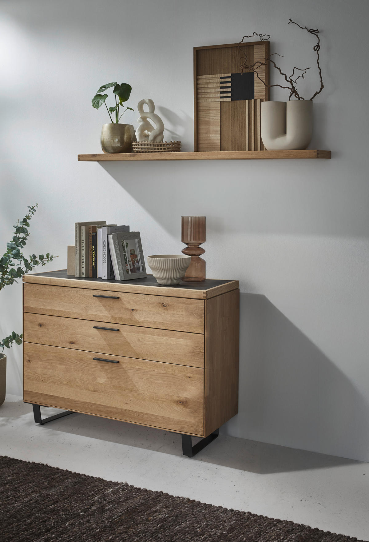 KOMMODE  in 122/75/45 cm  - Wildeiche/Schwarz, Design, Holz/Metall (122/75/45cm) - Valnatura