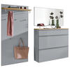 GARDEROBE 4-teilig  in 220/195/40 cm  - Alufarben/Grau, Design, Glas/Holz (220/195/40cm)
