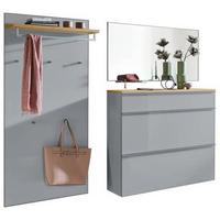GARDEROBE 4-teilig  in 220/195/40 cm  - Alufarben/Grau, Design, Glas/Holz (220/195/40cm)
