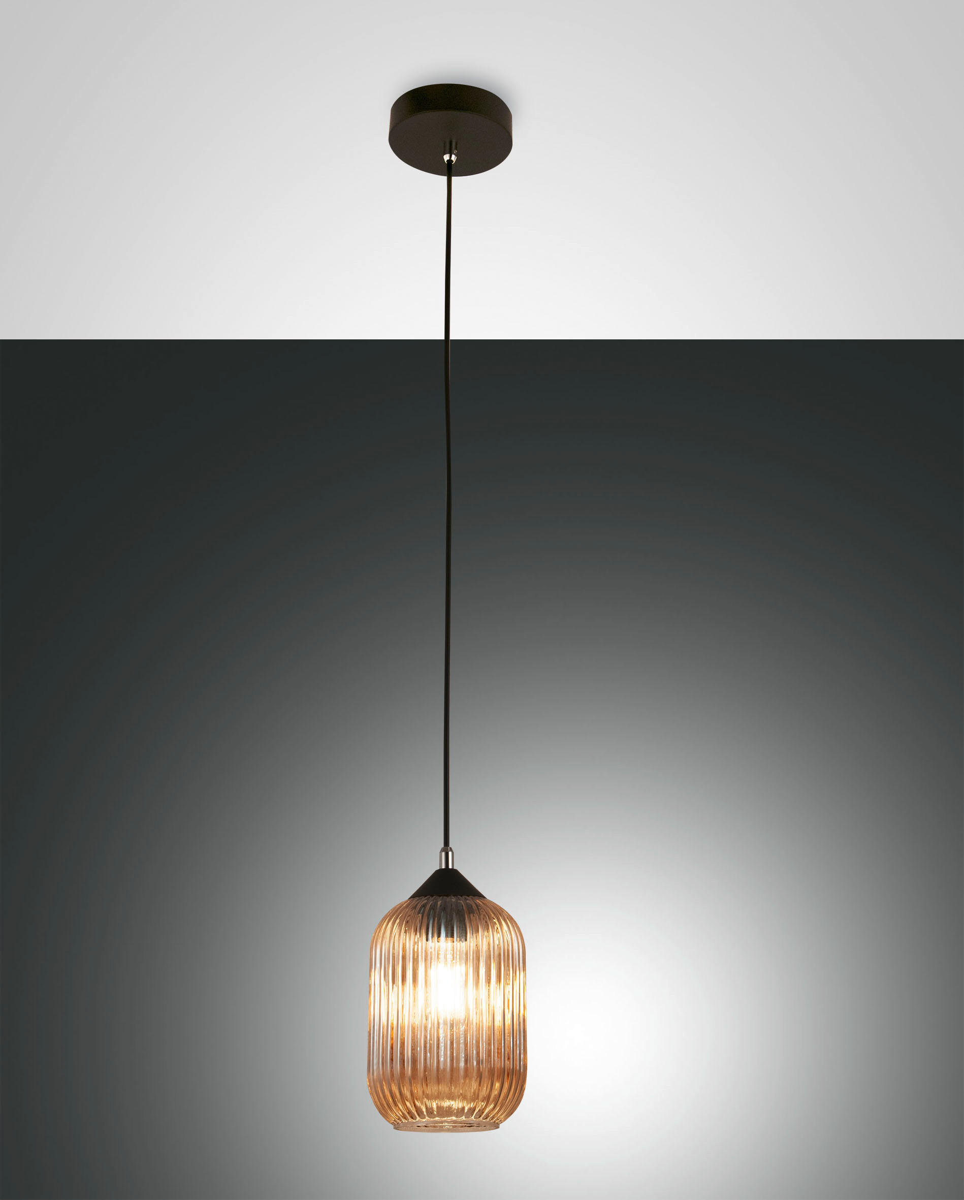 PENDELLEUCHTE Aston 14/200 cm   - Schwarz, Design, Glas/Metall (14/200cm) - Fabas Luce