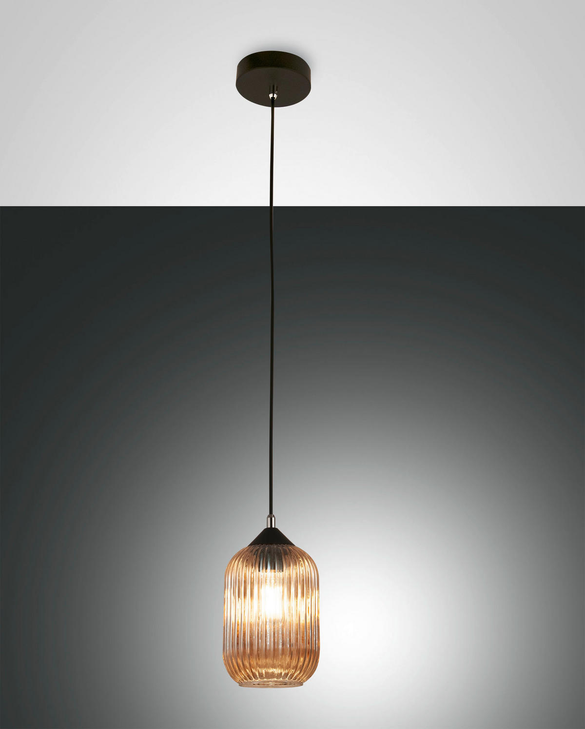 PENDELLEUCHTE Aston 14/200 cm   - Schwarz, Design, Glas/Metall (14/200cm) - Fabas Luce