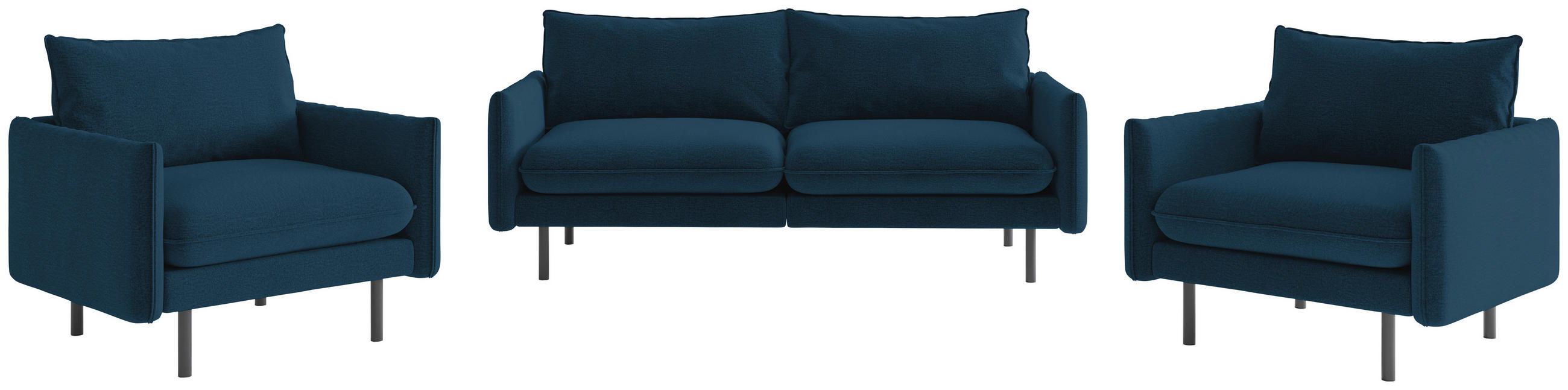 SEDACIA ZOSTAVA, textil, modrá - čierna/modrá, Design, textil (215/85/92cm) - Livetastic
